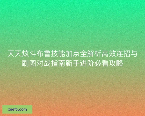 天天炫斗布鲁技能加点全解析高效连招与刷图对战指南新手进阶必看攻略